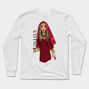 Black is Beautiful - Tunisia Africa Melanin Girl in traditional outfit Long Sleeve T-Shirt